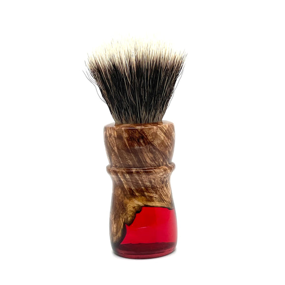 Maritime Brush Co. - Red Sea 24mm Maple Burl and Resin - Premium M5C Fan Synthetic (SHD) Knot