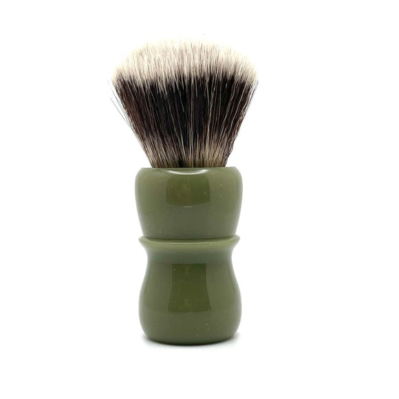 AKA Brushworx - Sage Shimmer - 26mm Synthetic AK7 Fan Knot - Resin Handle