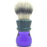 AKA Brushworx - Purple/Teal Hybrid - 26 mm Synthetic AK47 Bulb Knot - Resin Handle Shaving Brush