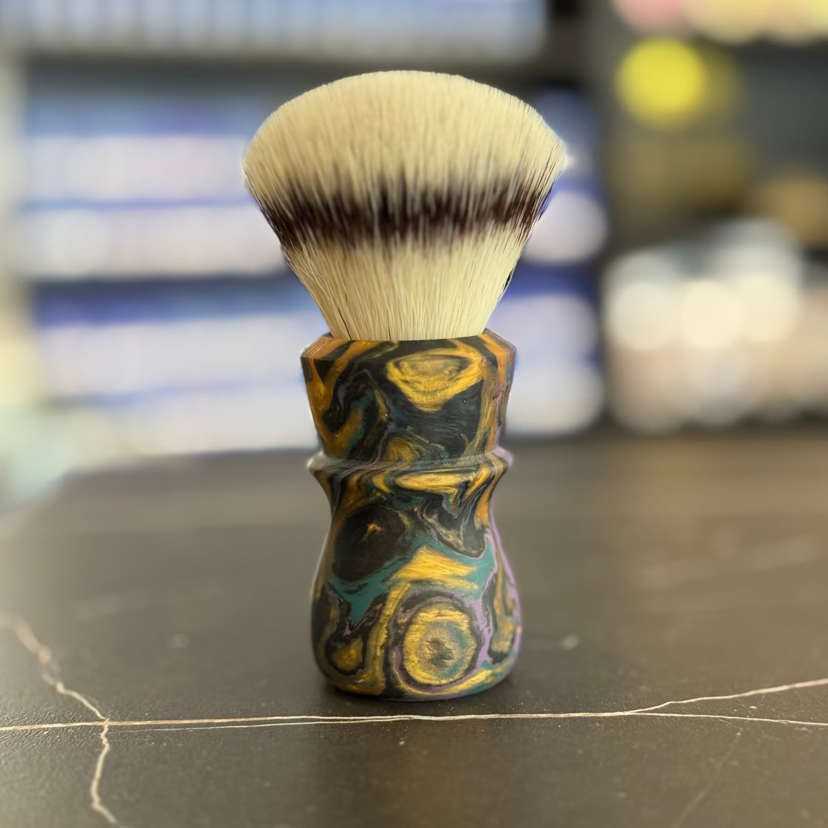Never Alone 6 #47 26mm AK47 Synthetic Fan Knot Resin Handle Shaving Brush