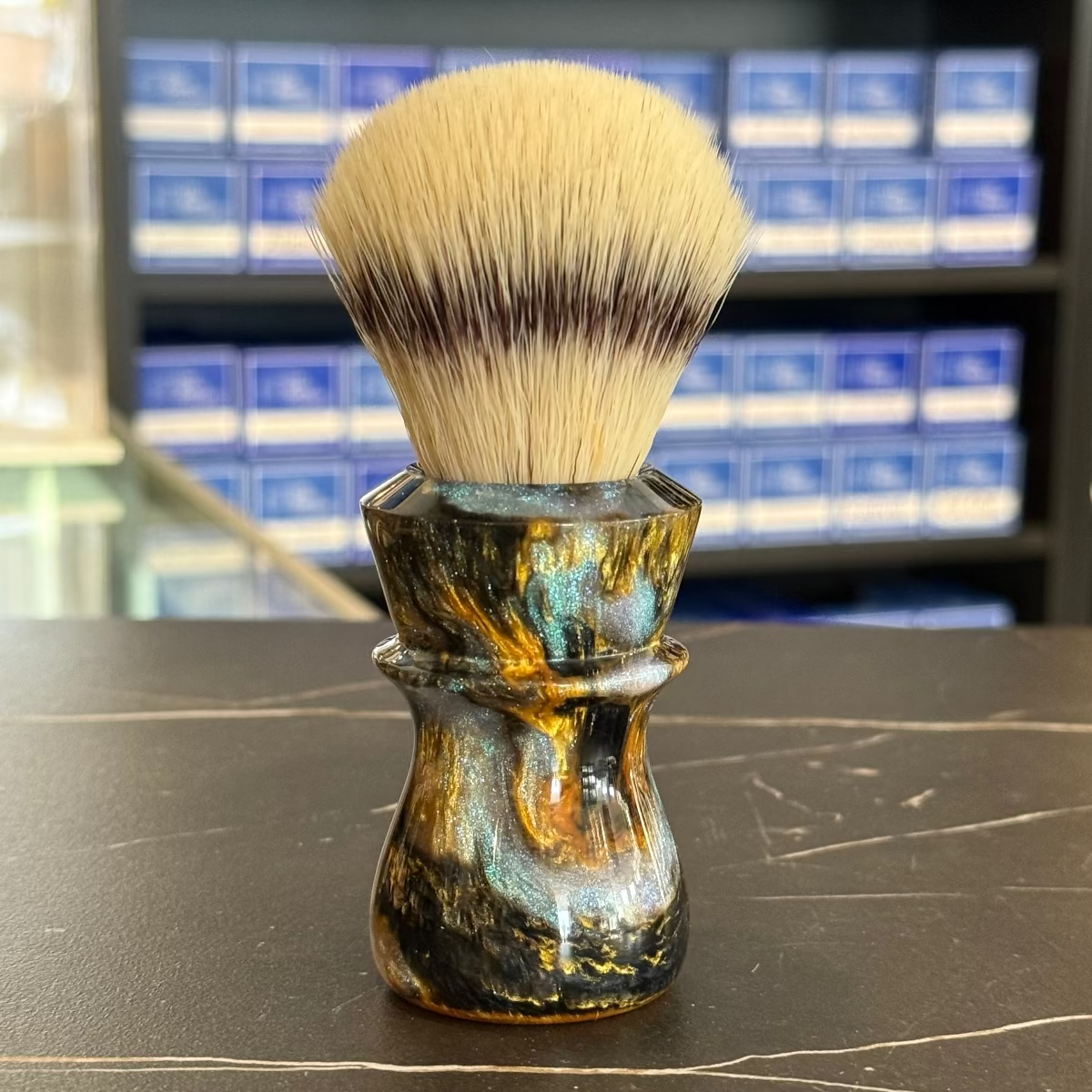 Never Alone 6 #13 26mm AK9 Synthetic Bulb Knot Resin Handle Shaving Brush