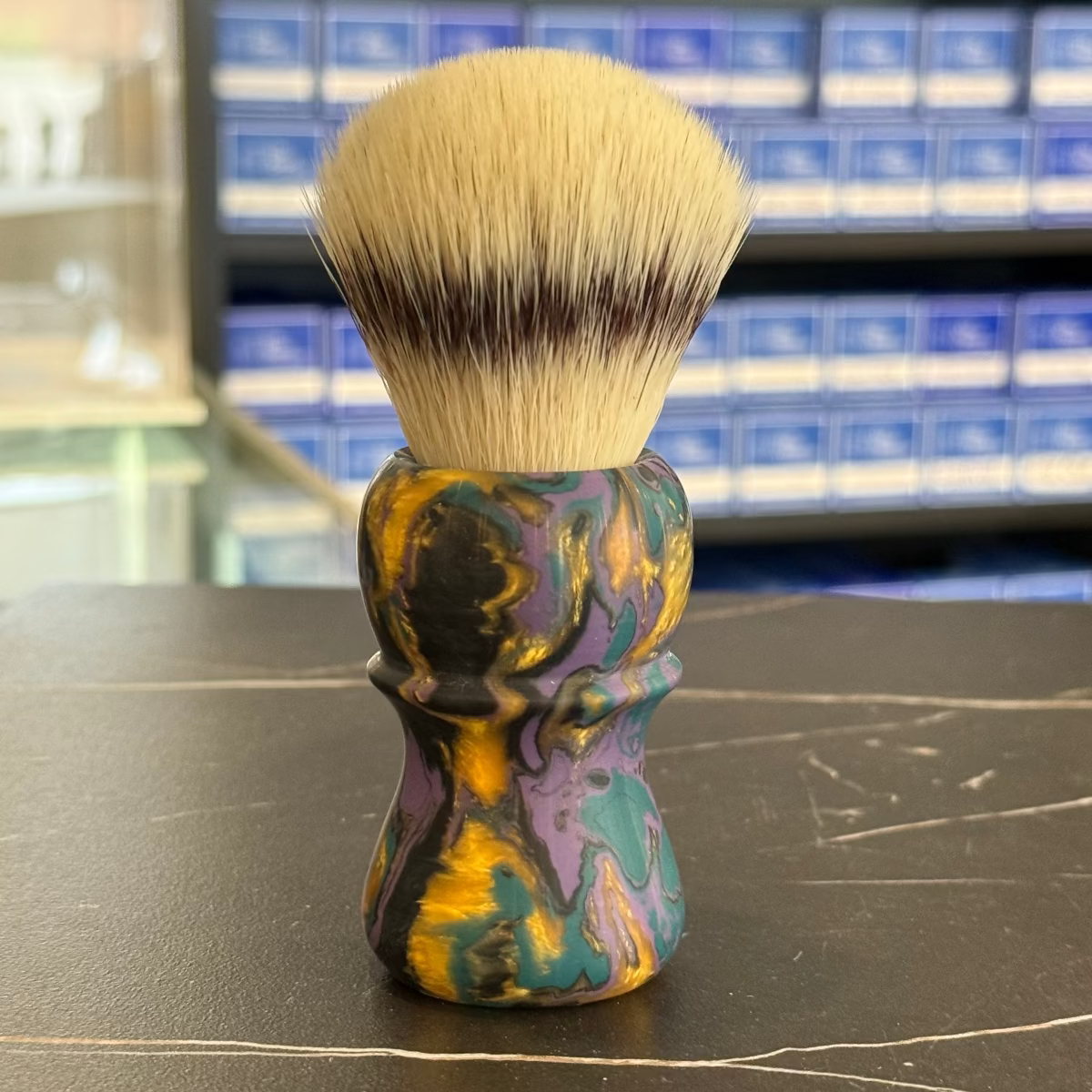 Never Alone 6 #3 26mm AK9 Synthetic Bulb Knot Resin Handle Shaving Brush