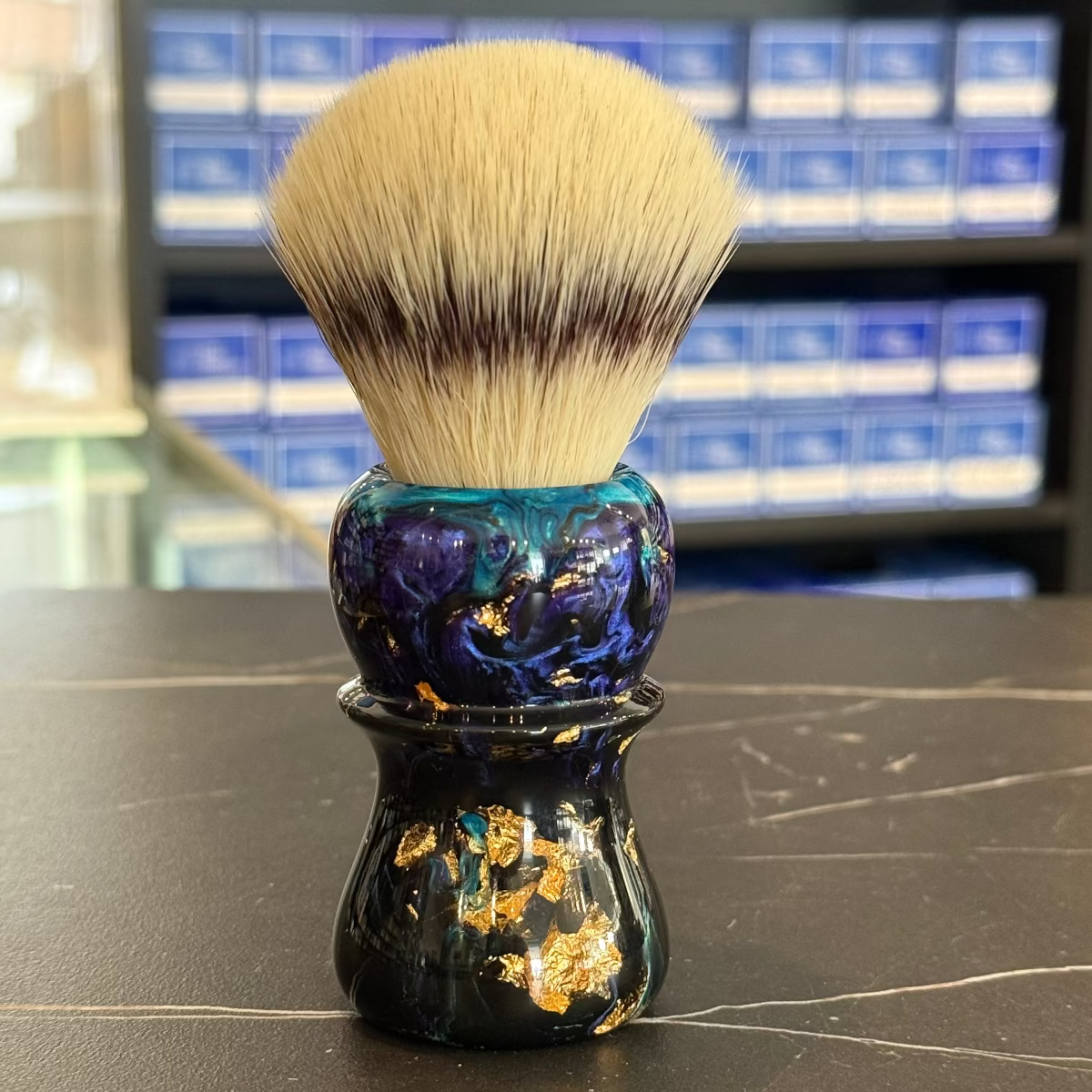 Never Alone 6 #40 26mm Ak9 Synthetic Bulb Knot Resin Handle Shaving Brush