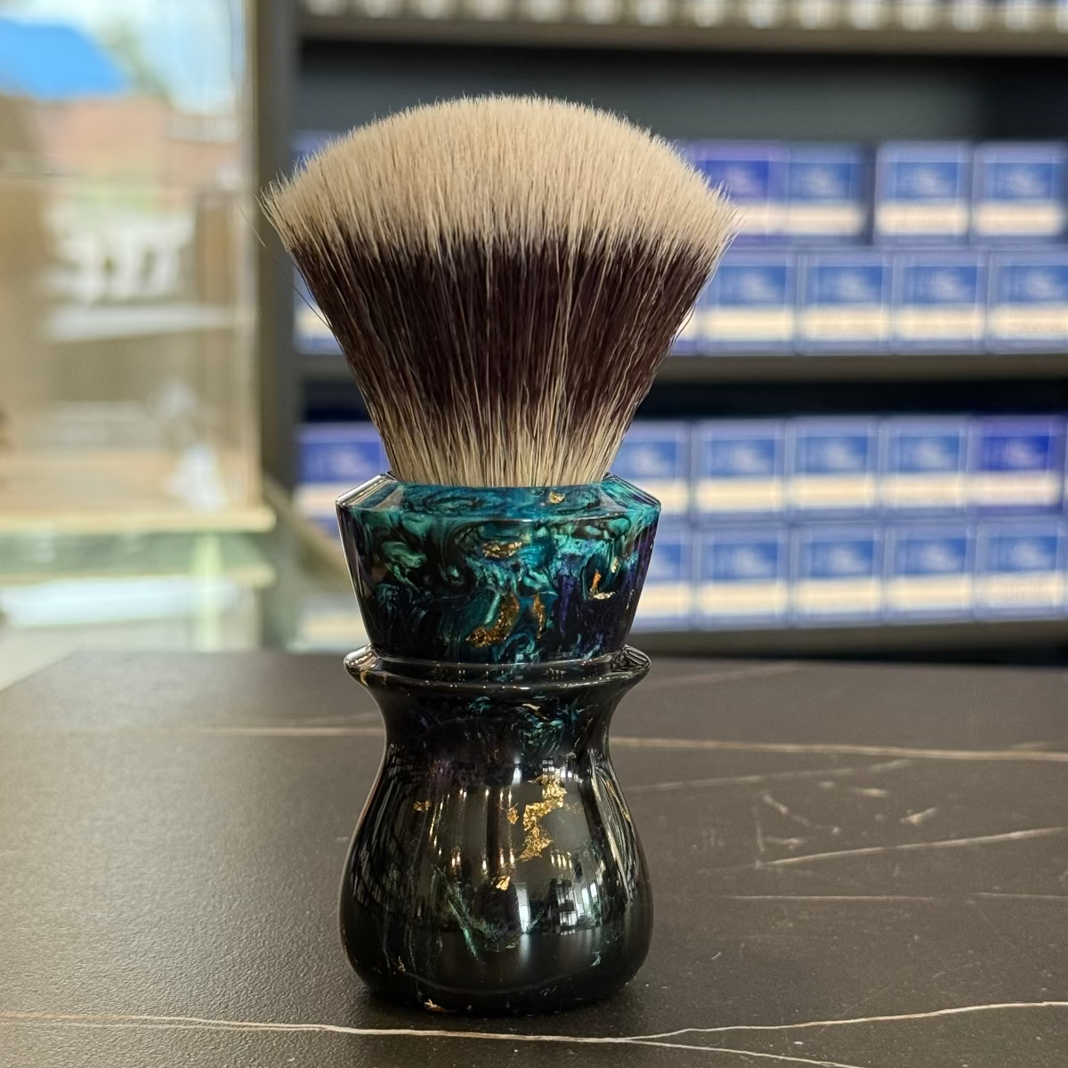 Never Alone 6 #31 26mm AK7 Synthetic Fan Knot Resin Handle Shaving Brush