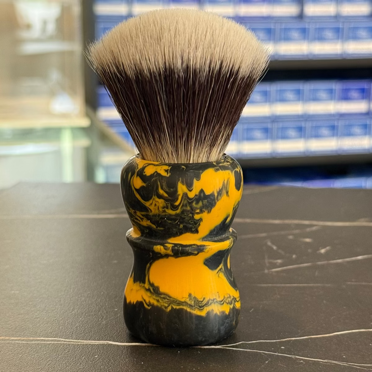 Never Alone 6 #10 26mm AK7 Synthetic Fan Knot Resin Handle Shaving Brush