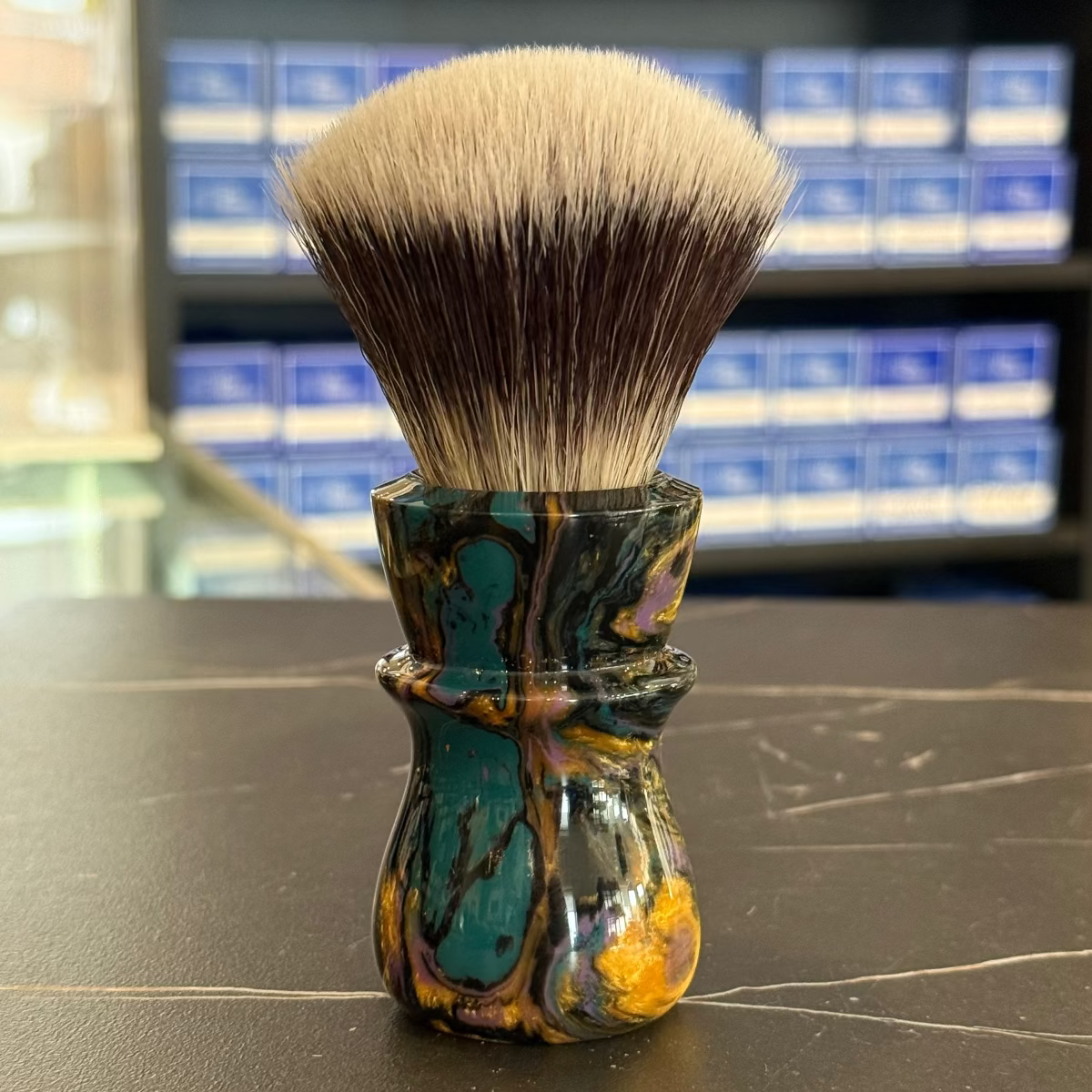 Never Alone 6 #39 26mm AK7 Synthetic Fan Knot Resin Handle Shaving Brush