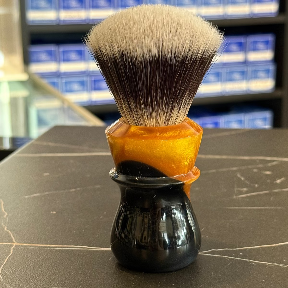 Never Alone 6 #34 26mm AK7 Synthetic Fan Knot Resin Handle Shaving Brush