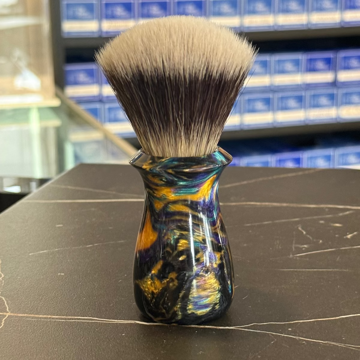 Never Alone 6 #11 26mm AK7 Synthetic Fan Knot Resin Handle Shaving Brush