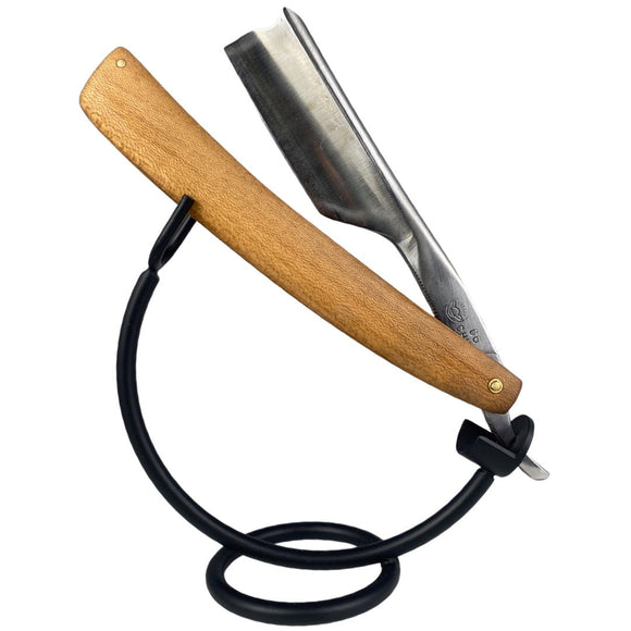 JJ Shorty - 6/8  Straight Razor with Small Barber Notch - Exotic Hardwood (Shave Ready)
