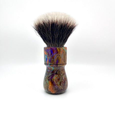 Maritime Brush Co. - Half Moon - 24mm Spalted Maple Burl and Resin - Premium M5C Fan Synthetic (SHD) Knot