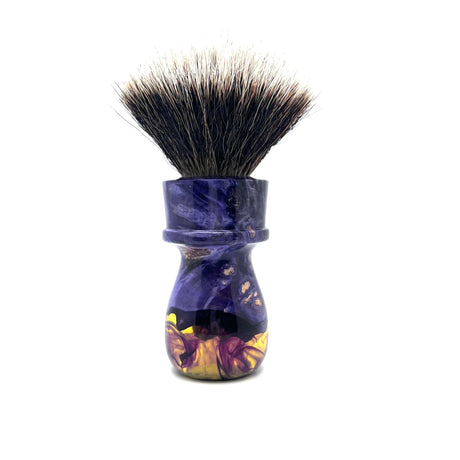Maritime Brush Co. - Purple Haze 24mm Spalted Maple Burl and Resin - Premium M5C Fan Synthetic (SHD) Knot