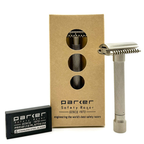 Parker - Variant Adjustable Safety Razor Open Comb – Satin Chrome