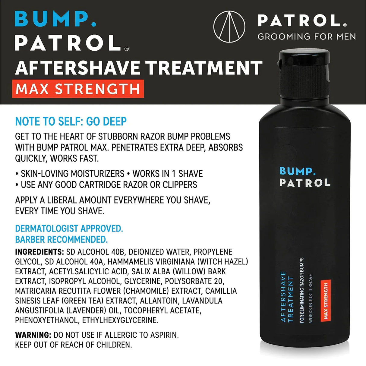Patrol Grooming - Bump Patrol Aftershave - Maximum Strength - 2oz