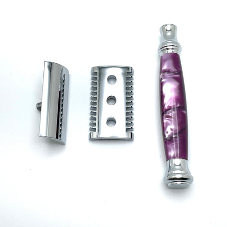 Pearl - Double Edge Safety Razor Platinum-71 Purple Open Comb