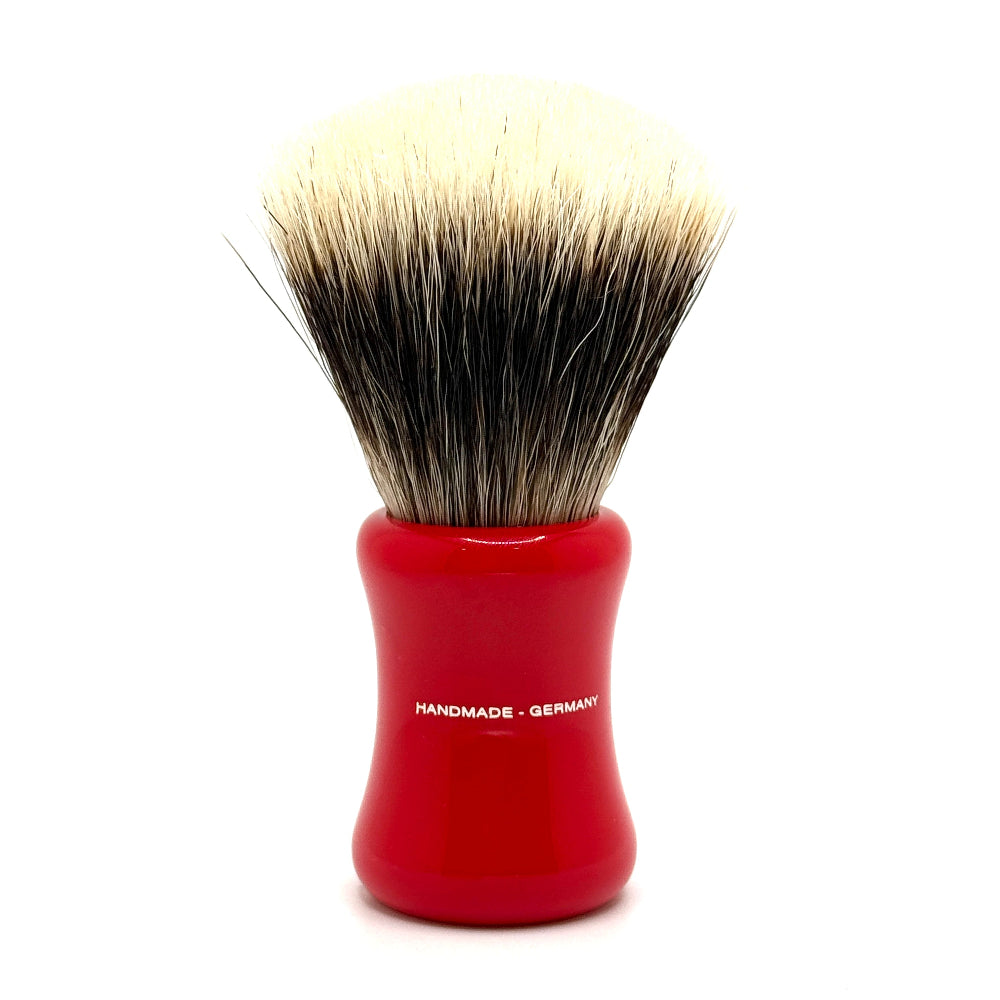 Shavemac - 24mm Fan Silvertip 2 Band Badger Shaving Brush - Red Handle