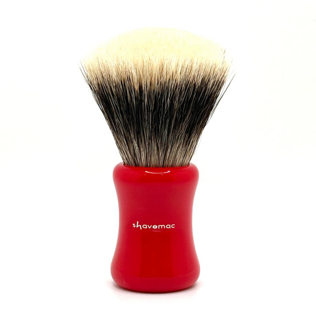 Shavemac - 24mm Fan Silvertip 2 Band Badger Shaving Brush - Red Handle