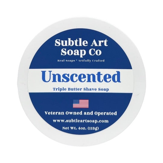 Subtle Art Soap Co. - Unscented - Triple Butter Shave Soap - 4oz