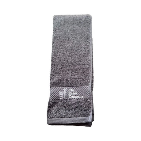 TRC - Luxury Shaving Towel - Black Terry w/ White Embroidery