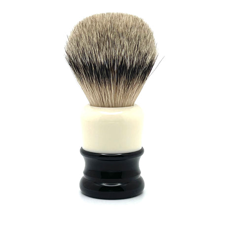 TRC - Manchurian Silvertip Badger Shaving Brush - Onyx & Pearl Handle - 26mm