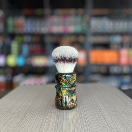 AKA Brushworkx Orange Grove 26mm Synthetic AK47 Fan Knot Resin Handle Shaving Brush