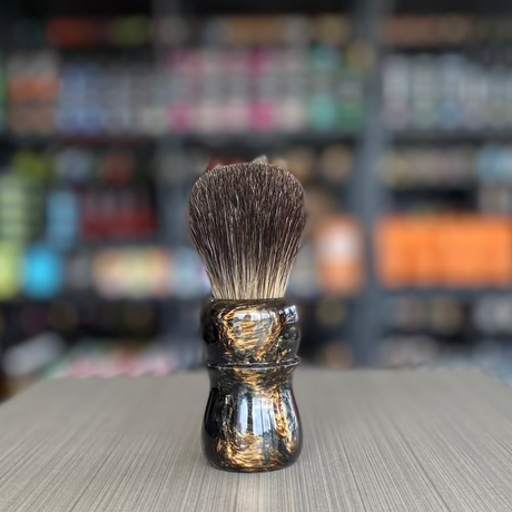 AKA Brushworx Black Copper Chocolate Doughknot Bulb Knot Resin Handle Shaving Brush