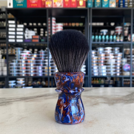 AKA Brushworx Copper Swirl 24 mm Synthetic AK5 Bulb Knot Resin Handle Shaving Brush