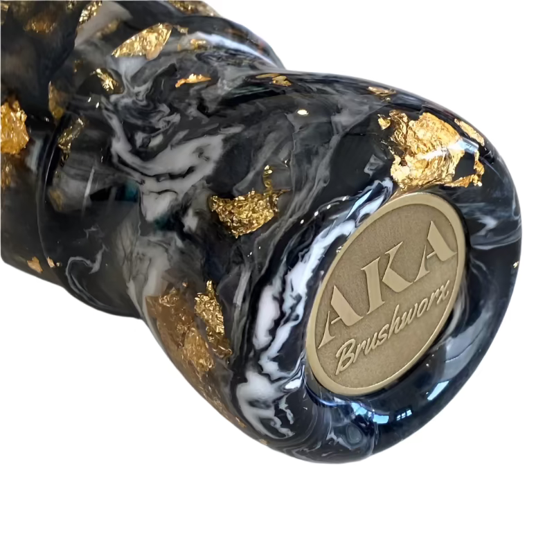 AKA Brushworx - Raw Doughman Bulb Knot - 26mm - Black & White Envy Resin Handle