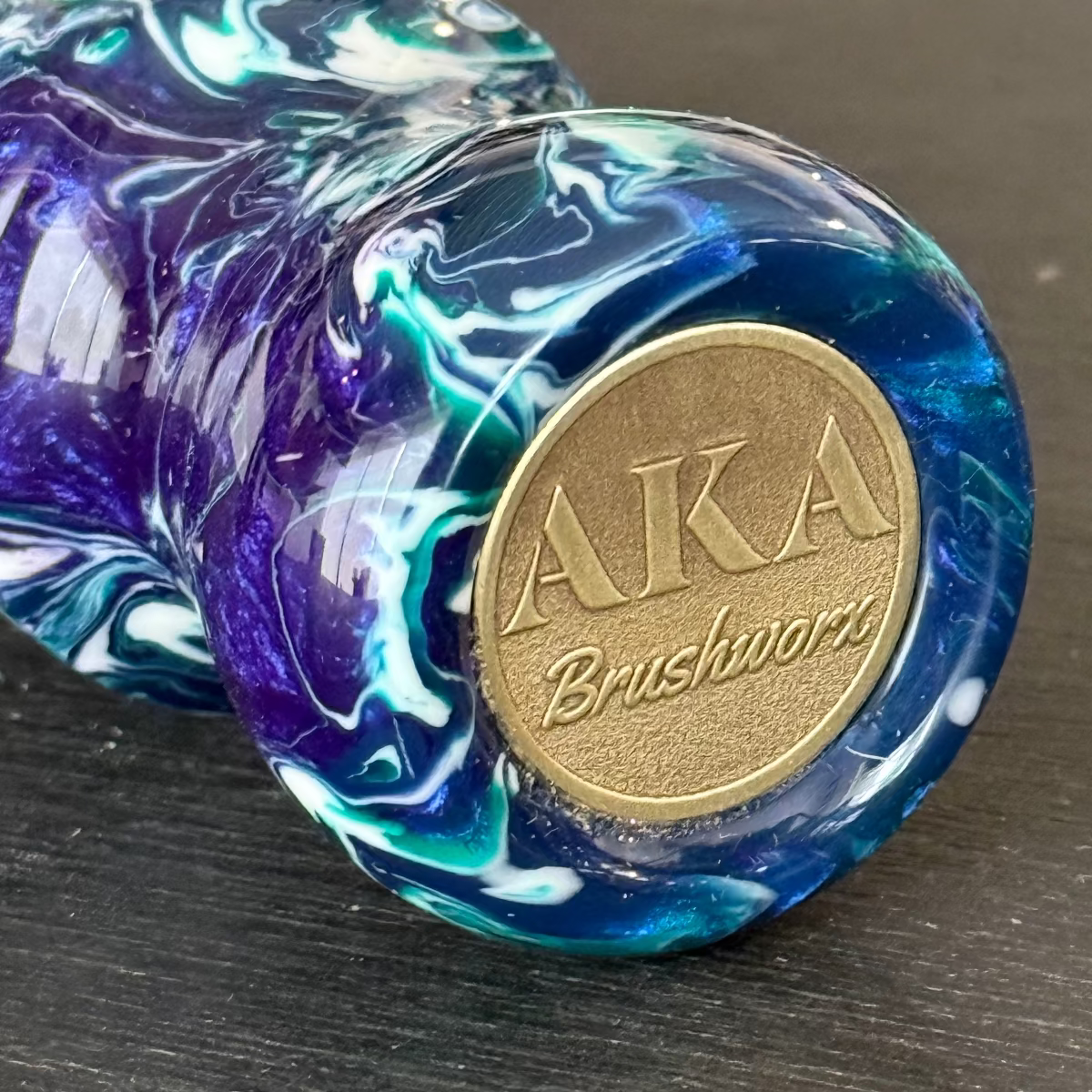 AKA Brushworx Tahoe Blue AK7 Fan Synthetic Shaving Brush 26mm