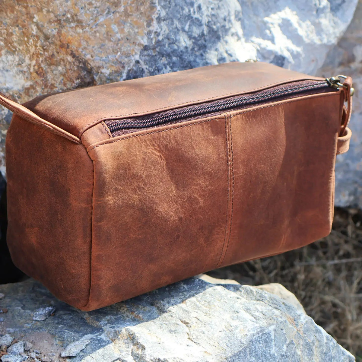 Billion Brothers Buffalo Leather Toiletry Bag Dopp Kit