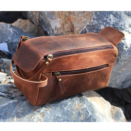 Billion Brothers Buffalo Leather Toiletry Bag Dopp Kit