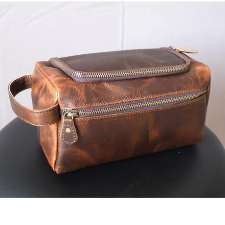 Billion Brothers Leather Toiletry Bag Dopp Kit