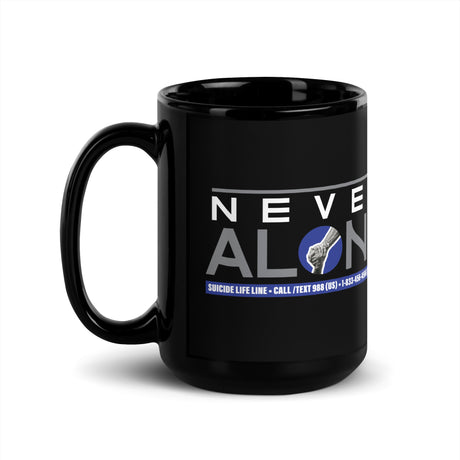 Never Alone - Black Glossy Mug - 15oz