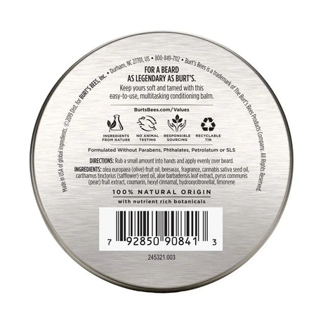 Burt’s Bees Men's Conditioning Beard Balm Tin with Aloe + Hemp 3oz.