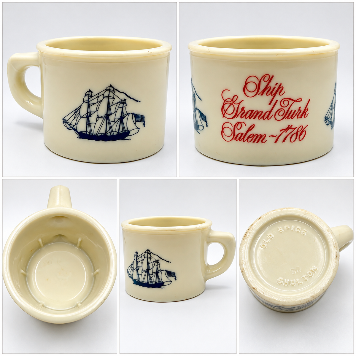 Vintage Shulton Milk Glass Old Spice Shaving Mug