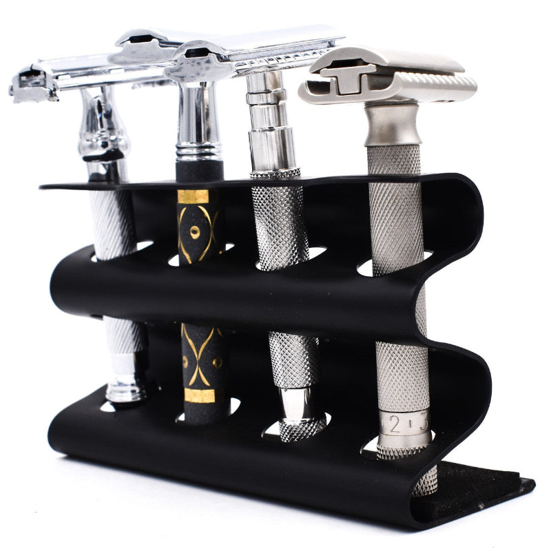 Deluxe Parker Black Razor Stand - Holds 4 Double Edge Safety Razors