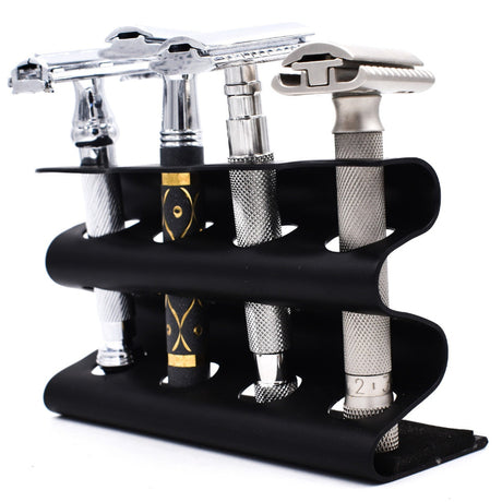 Deluxe Parker Black Razor Stand - Holds 4 Double Edge Safety Razors