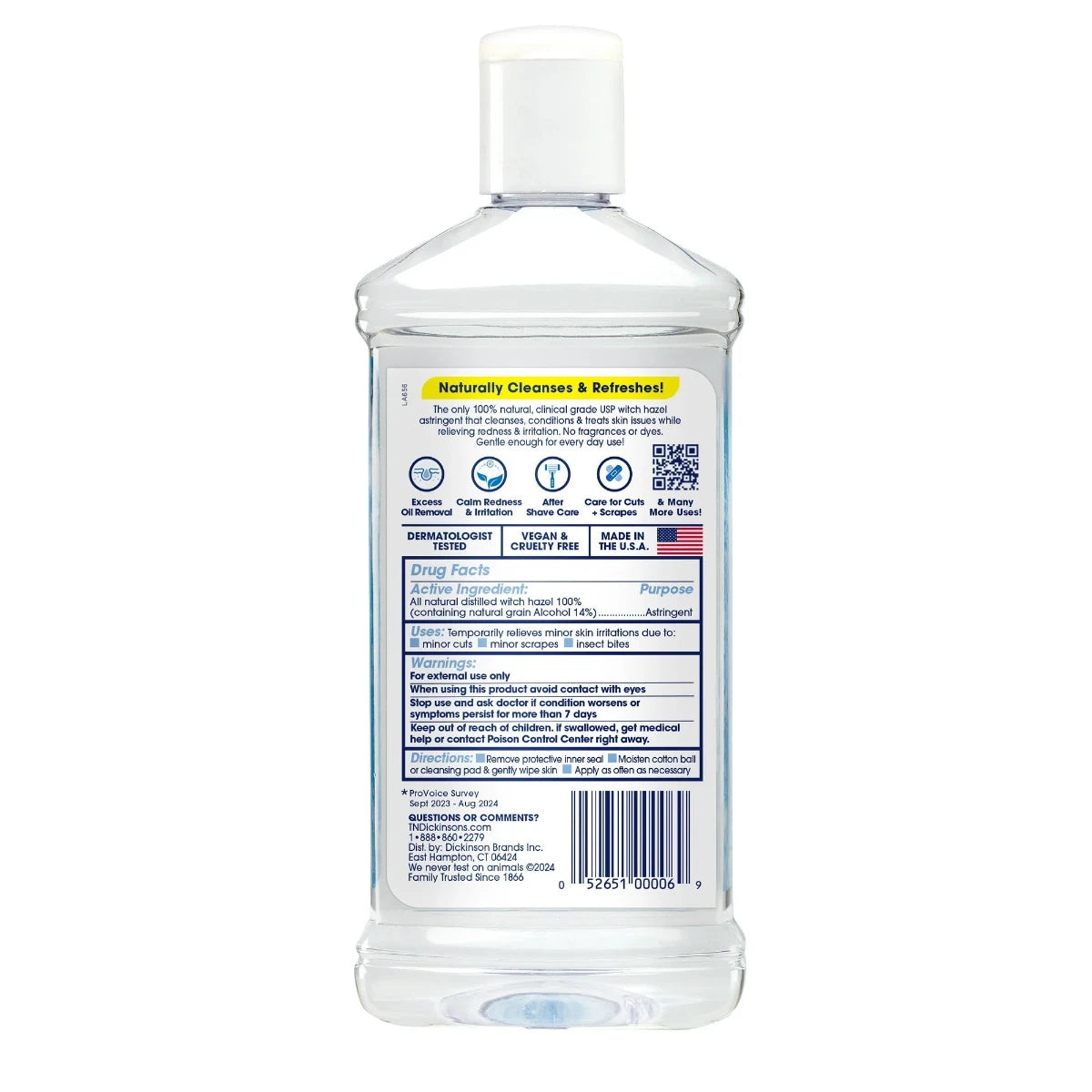 Dickinsons Witch Hazel Astringent Face and Body Toner 16oz
