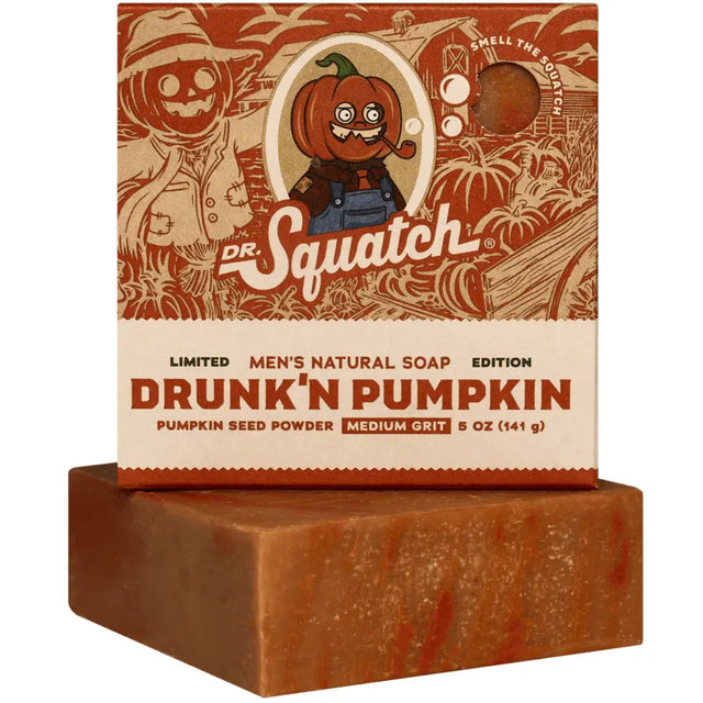 Dr. Squatch Drunk’n Pumpkin Bar Soap 5oz | Pumpkin Spice & Autumn Woods