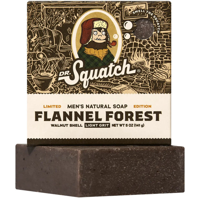 Dr. Squatch Flannel Forest Bar Soap 5oz | Warm Leather, Pine & Fall Woods