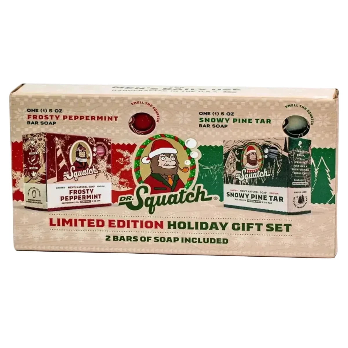 Dr. Squatch Holiday Bundle Peppermint & Pine 2-Pack Bar Soap Set