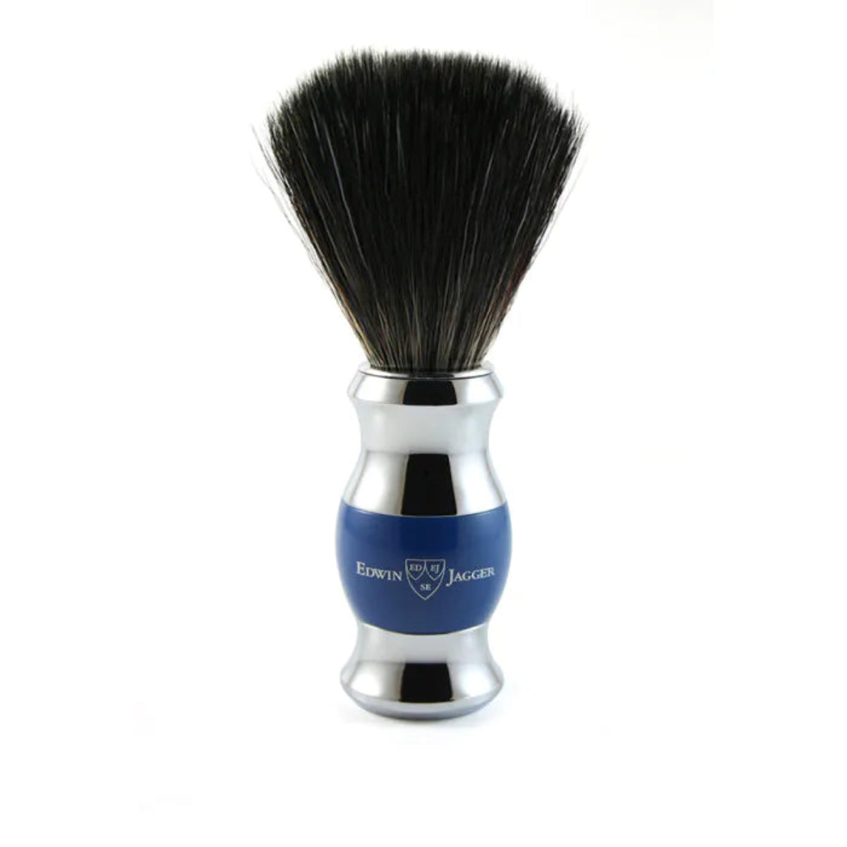 Edwin Jagger Blue & Chrome Shaving Brush (Black Synthetic) 21SB363CR