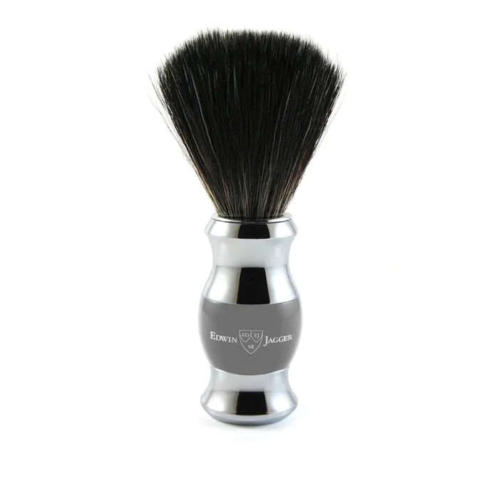 Edwin Jagger Light Grey & Chrome Plated Shaving Brush (Synthetic Fibre)