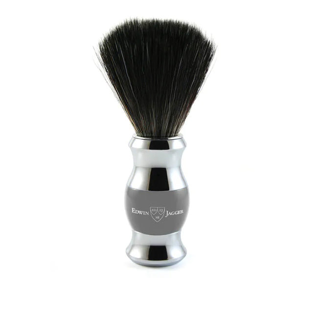 Edwin Jagger Light Grey & Chrome Plated Shaving Brush (Synthetic Fibre)