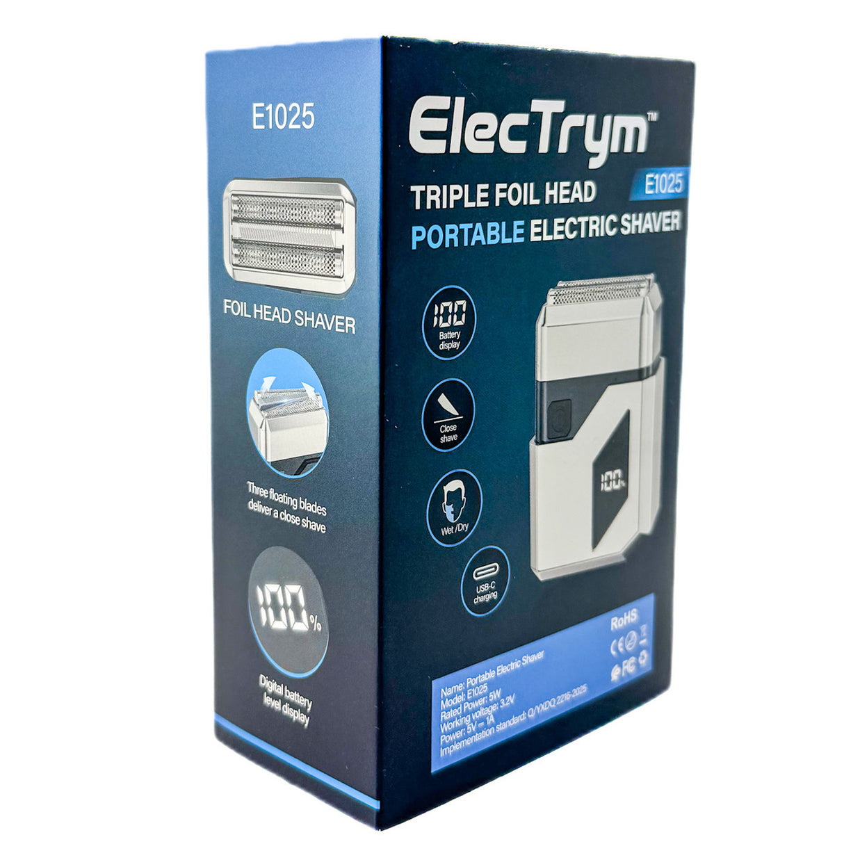 ElecTrym Triple Foil Head Portable Electric Shaver