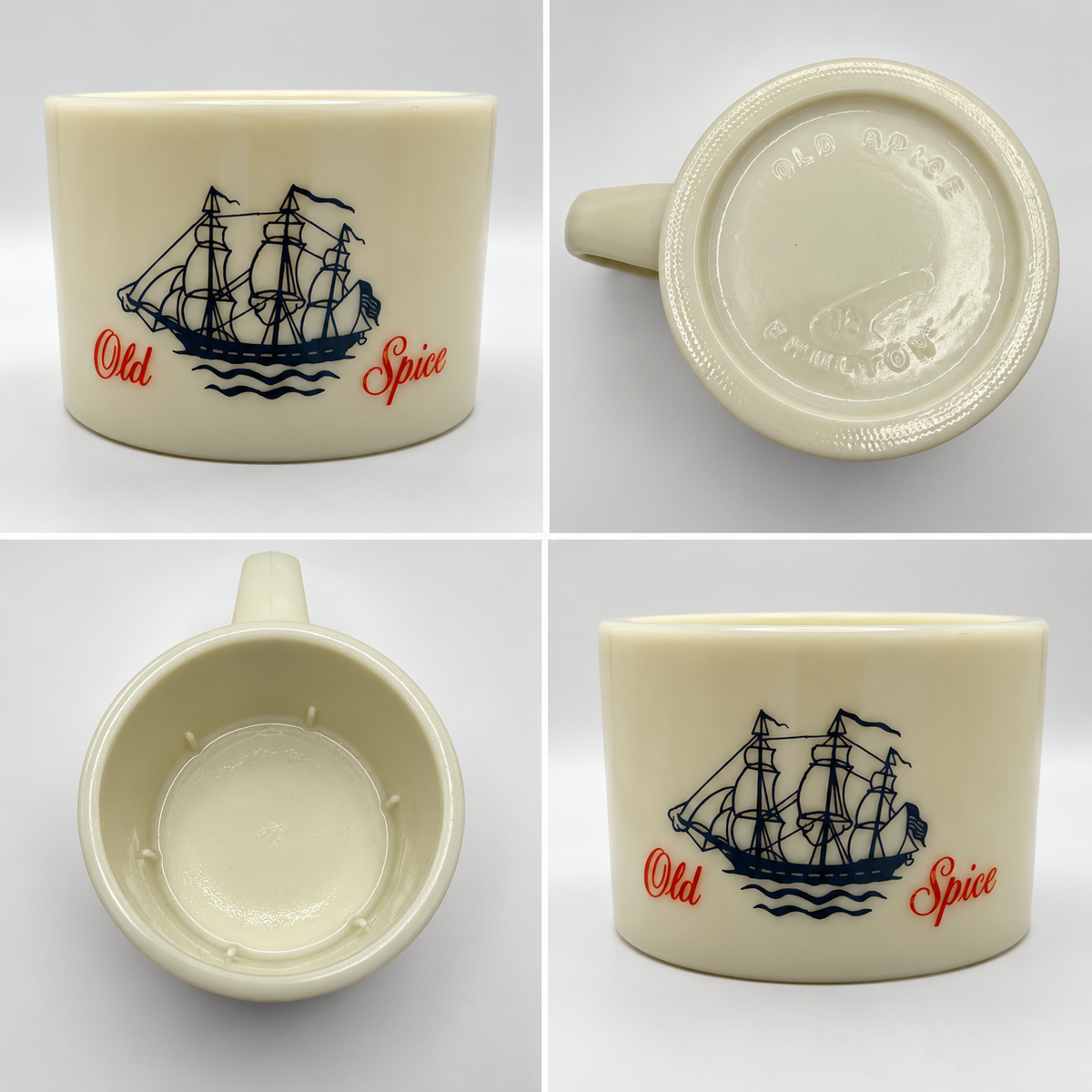 Vintage Shulton Milk Glass Old Spice Shaving Mug