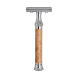G&F Timor 1920 Closed Comb Safety Razor Birdseye Maple Wood Handle 100mm