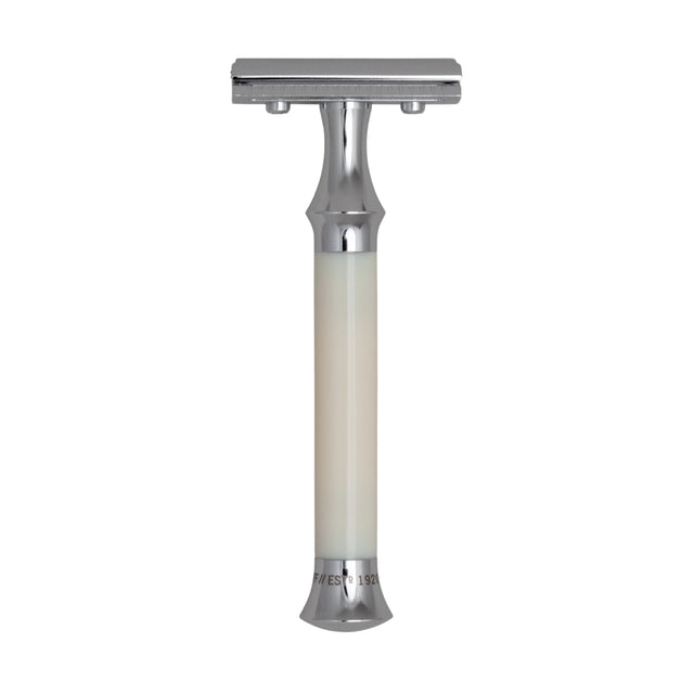 G&F Timor 1920 Closed Comb Safety Razor Ivory Acrylic Handle 100mm
