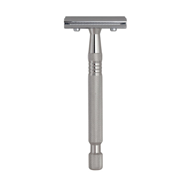 G&F Timor 1920 Closed Comb Safety Razor Ringed Stainless Steel Handle 100mm