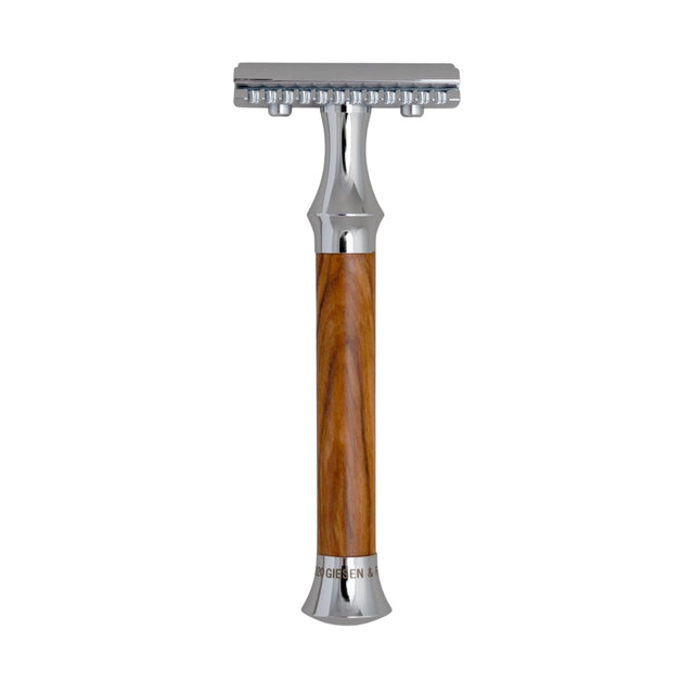 G&F Timor 1920 Open Comb Safety Razor Olive Wood Handle 100mm