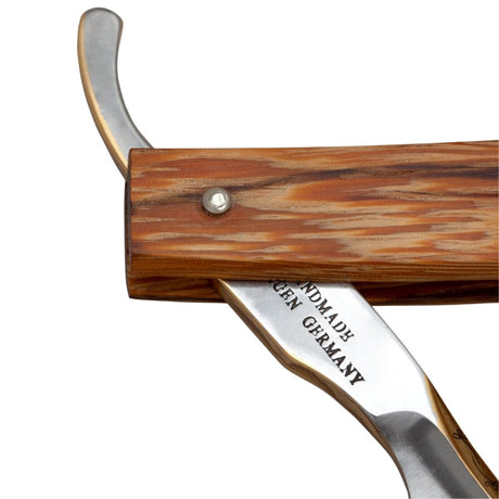 G&F Timor Solingen Wappen Straight Razor 6/8 Carbon Steel Marblewood Scales